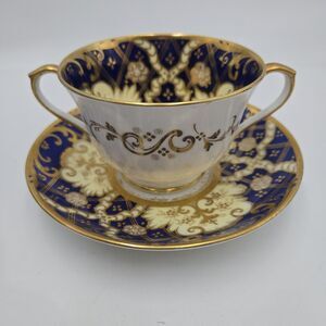 Rare Antique Brown Westhead Moore Porcelain Double Handle Cup And Saucer 1891+